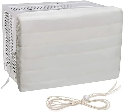 Luxiv Indoor Air Conditioner Cover, White Window Unit Cover Anti-Rust Adjustable Cover for Indoor Window AC with Free Elastic Straps (White, 27x20x2.5)