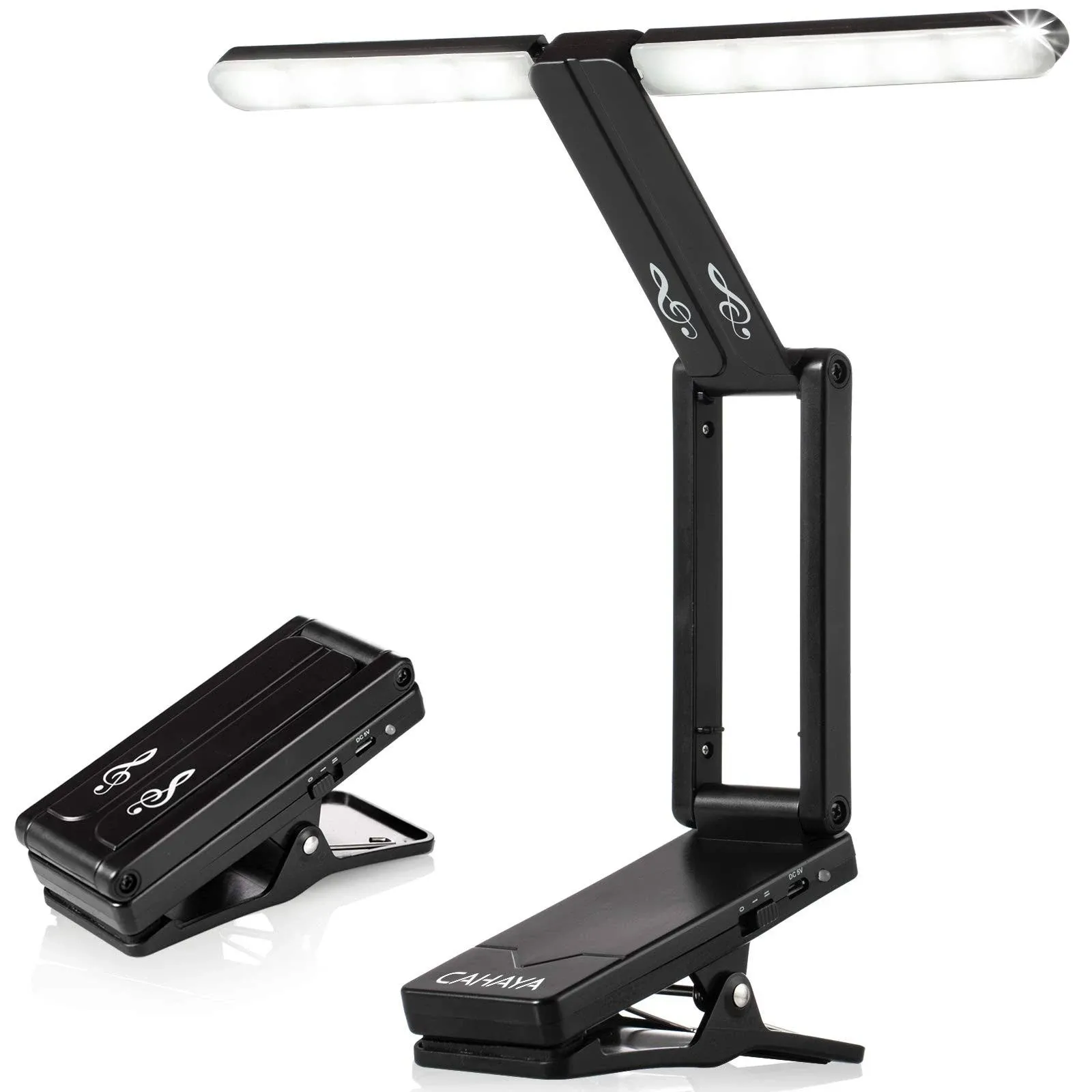 Music Stand Light Clip on Rechargeable with USB Book Lamp Foldable for Piano ...