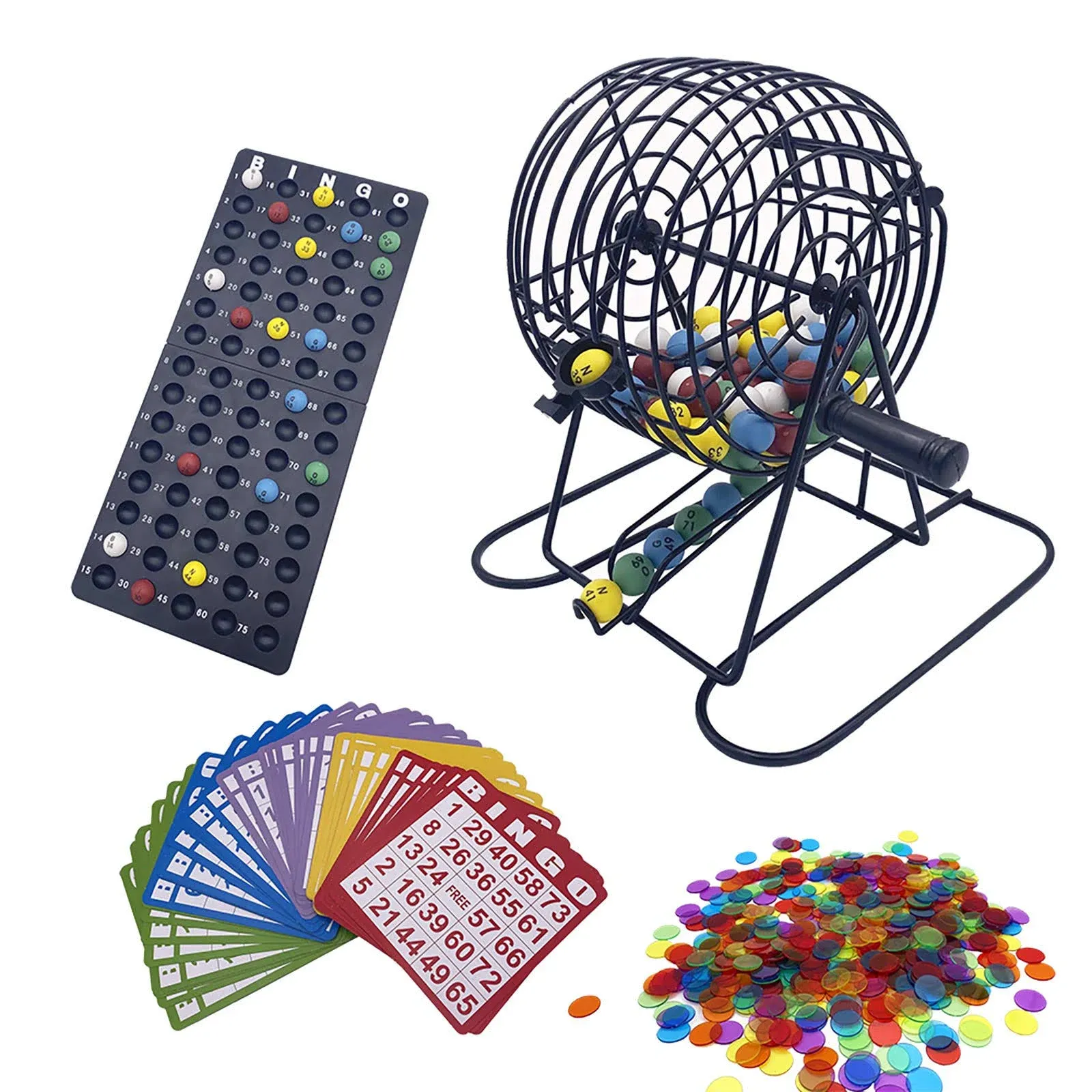  Deluxe Bingo Game Set with 6 Inch Bingo Cage, Bingo Master Board,75 Colored  