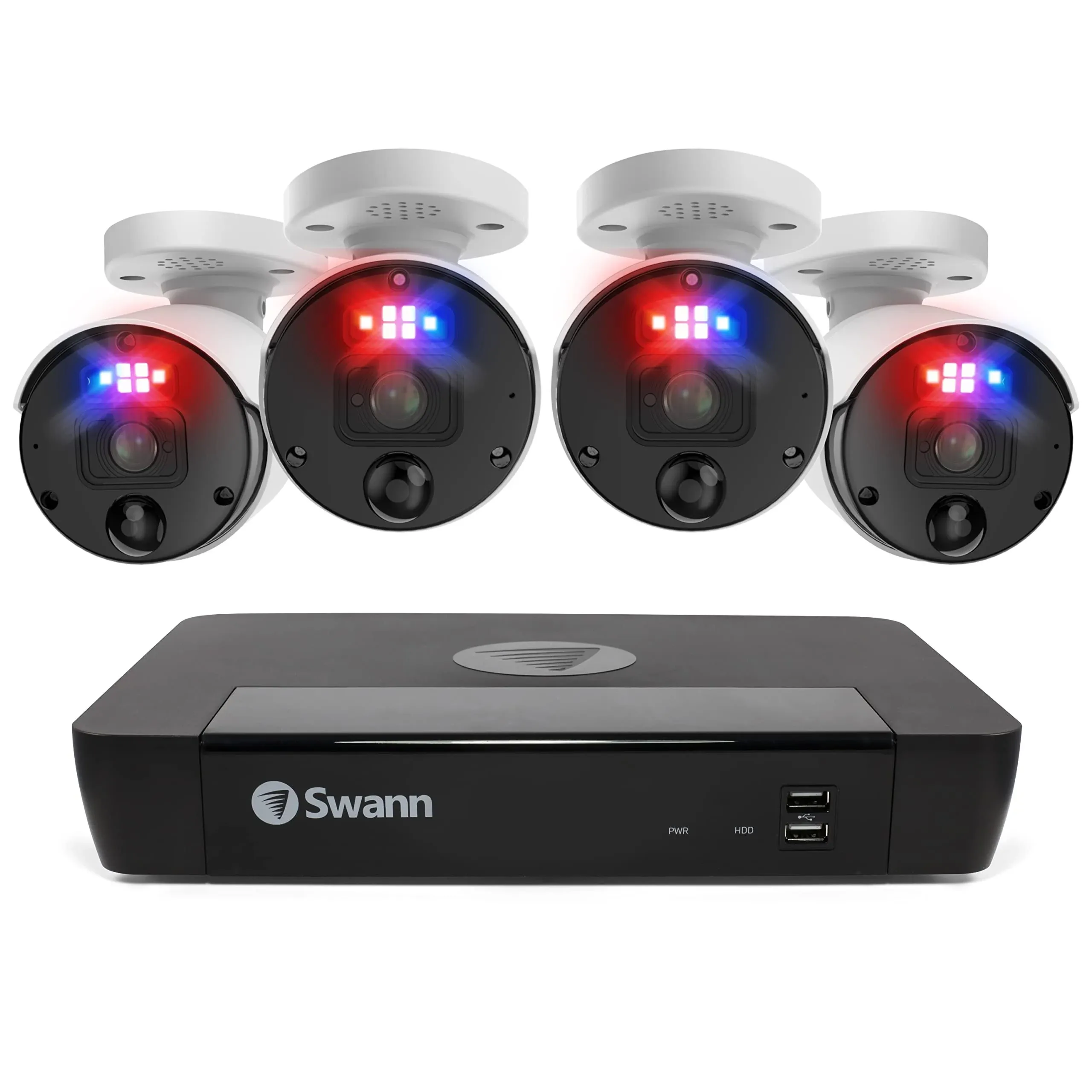 Swann 12MP Home Security Cameras with 8580 2TB HDD Recorder, NVR Security Camera System, 8 Channel 4 Cam, Wired Surveillance Security Camera Outdoor Indoor, PoE Cat5e, Color Night Vision, 2-Way Audio