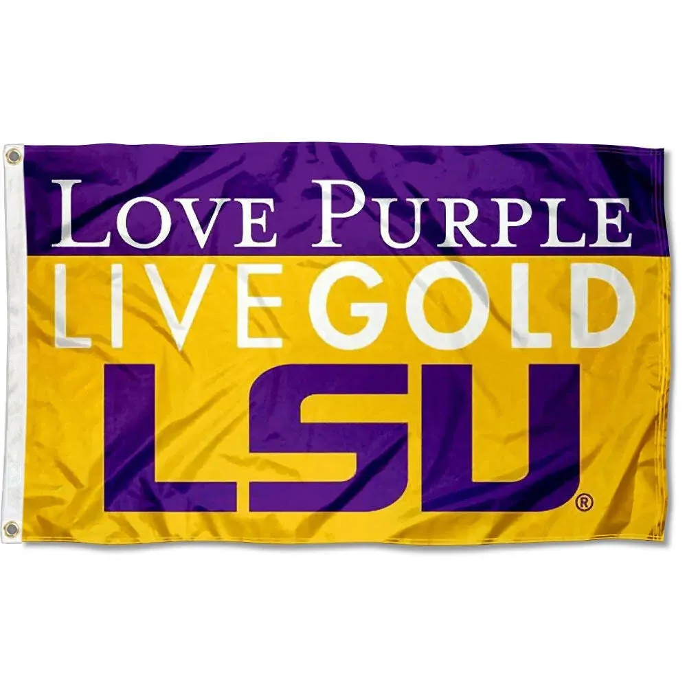 College Flags & Banners Co. Louisiana State LSU Tigers Love Purple Live Gold Flag