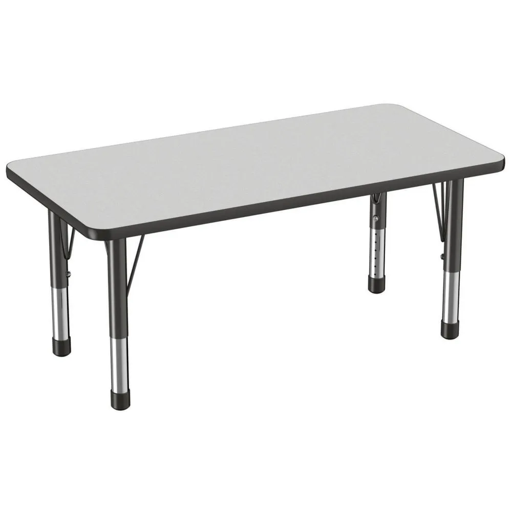 Factory Direct 24in x 48in Rectangle T-Mold Adjustable Activity Table with Chunky Leg - Gray/Black