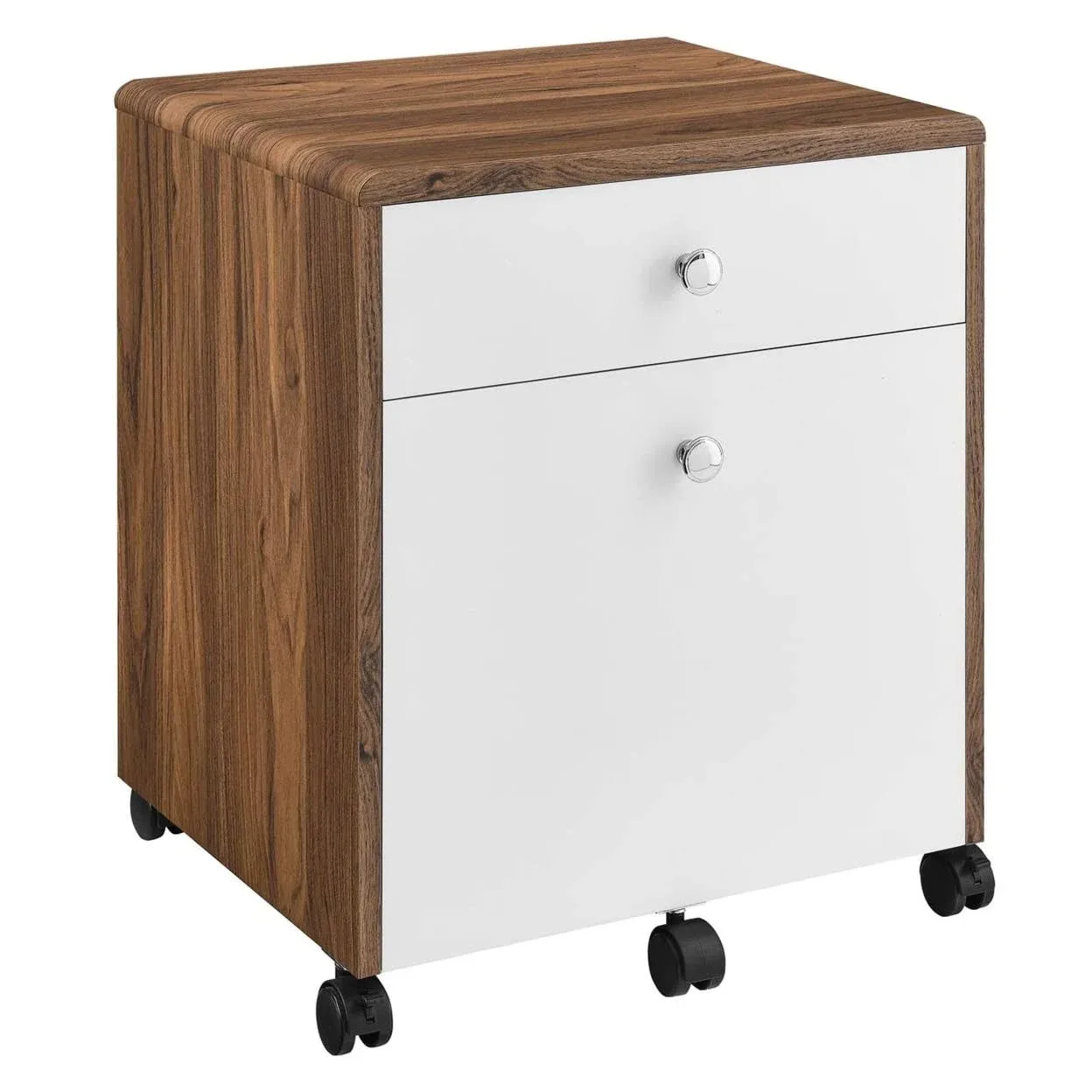 Render Mid-Century Modern Office File Cabinet in Walnut White