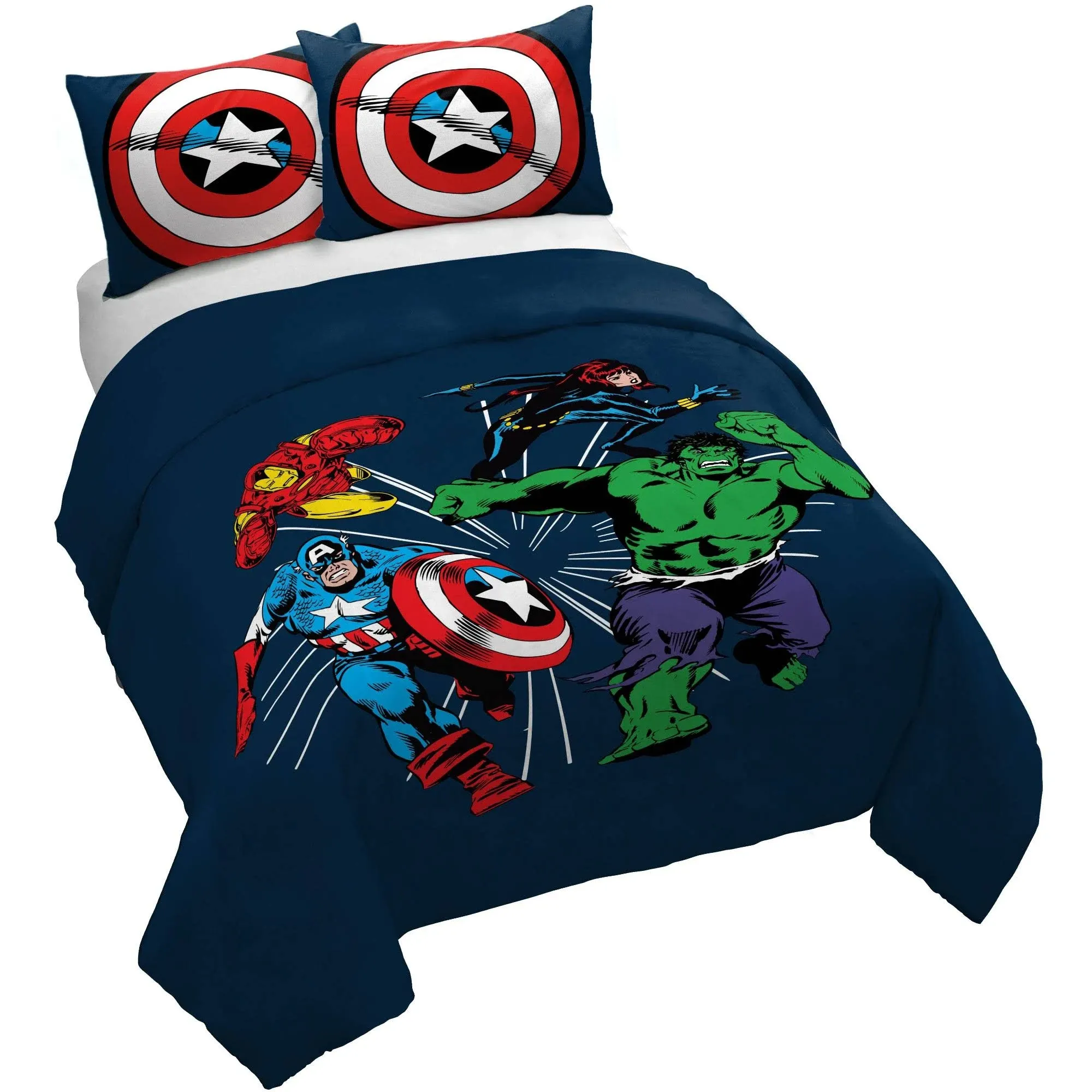 Saturday Park Marvel Comics Avengers Invincible Twin Duvet Cover & Sham Set - 2 Piece 100% Organic Cotton Duvet Set - GOTS & Oeko-TEX Certified (Marvel Official)