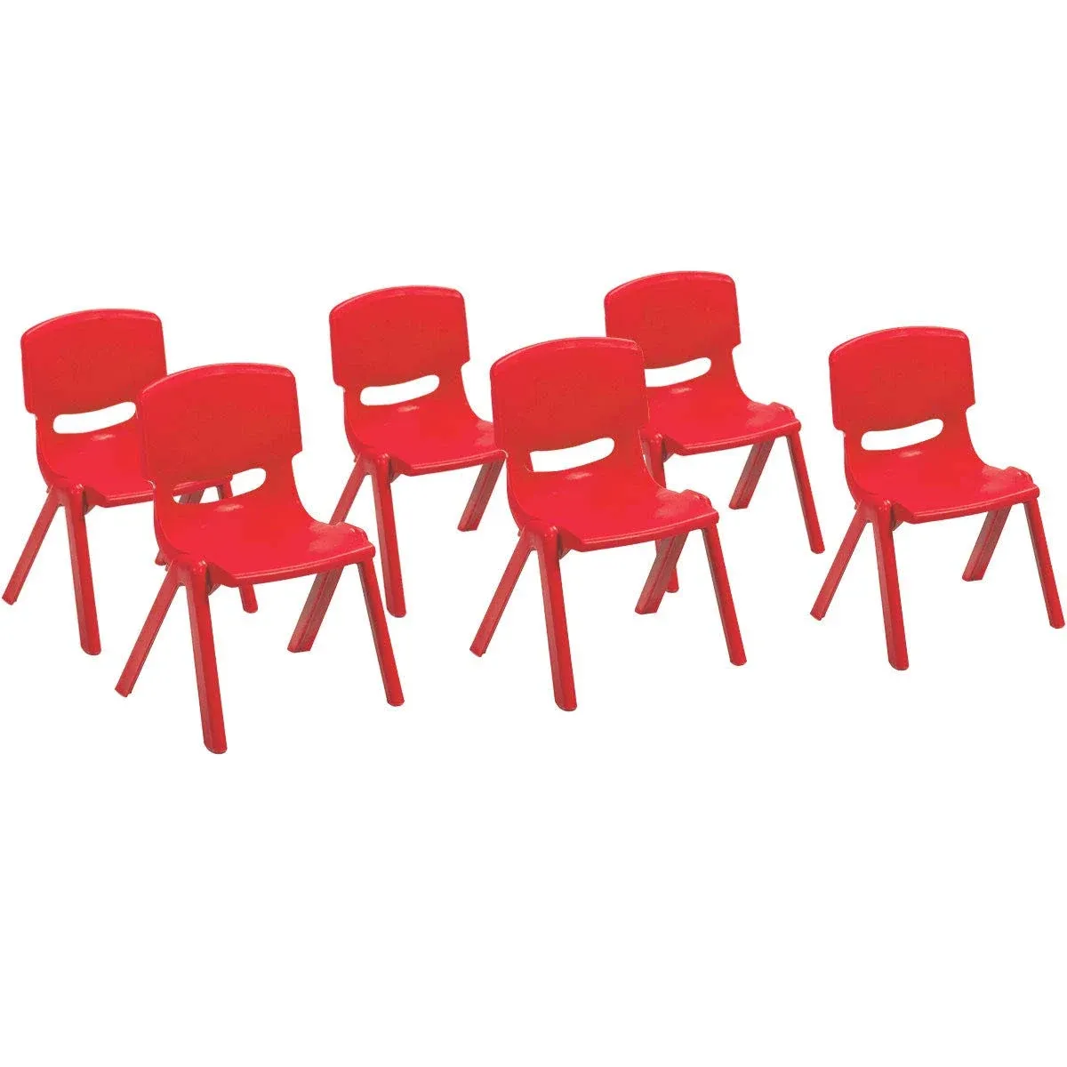 Costzon Plastic Stackable School Chairs, 6 Pack, Kids Learning Chairs with 11 inch Seat Height, Carrying Handle, Waterproof Children Chairs for Playrooms, Schools, Daycares and Home (6 Pack, Red)