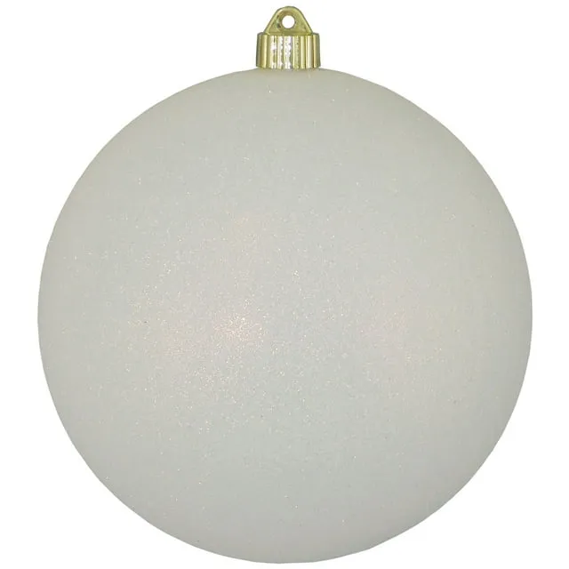 Christmas By Krebs Ornament, Commercial Grade Indoor and Outdoor Shatterproof Plastic, Water Resistant Ball Ornament Decorations (Snowball White Glitter, 8 inch (200mm))