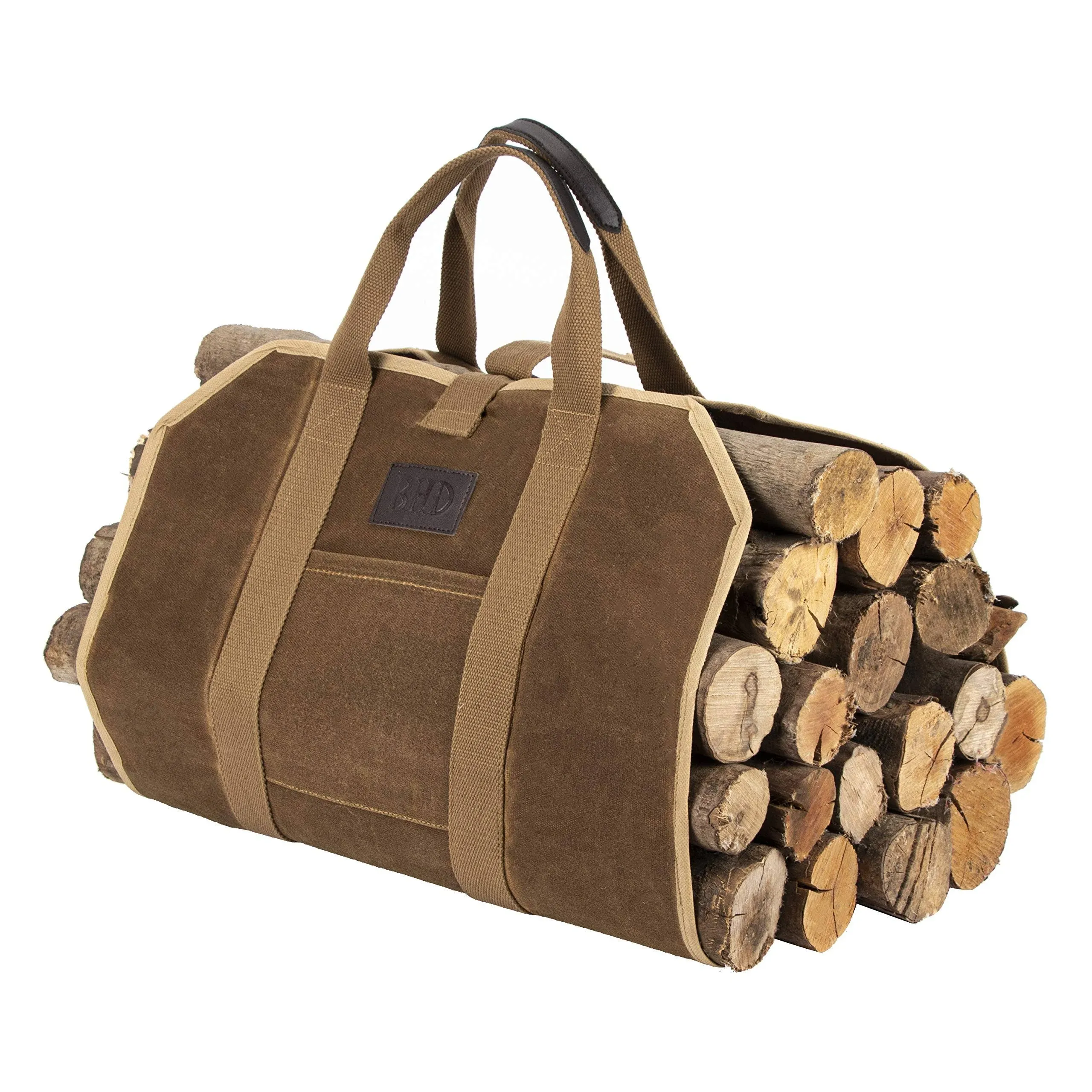 Bhd Beauty Bhd Firewood Fireplace Carrier Logs Tote Holder 20 oz Waxed Canvas ...