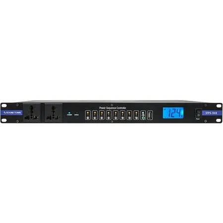 Sound Town Rack-Mountable AC Power Conditioner/Sequencer with 10 Outlets, Surge Protection, Voltage Display, for Stage, Studio, Home Theater (STPS-1028)