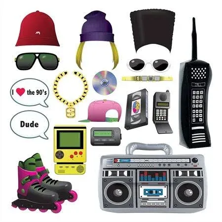 90&#39;s Party Photo Prop Signs With Inflatable Cell Phone Decoration