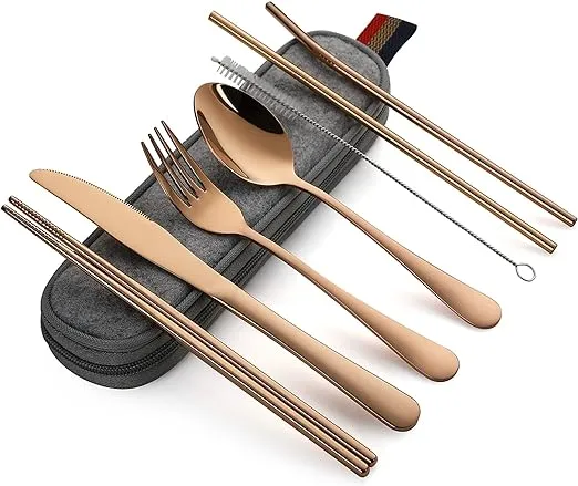 SEDLAV Set of 8 Portable Stainless Steel Flatware Set - top Grade Utensils for Travel and Camping - Reusable,Easy to Clean Cutlery - Great for Daily Use