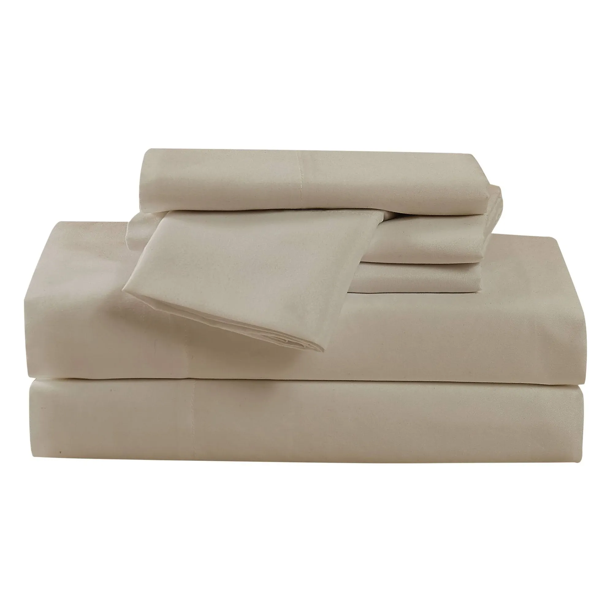 CANNON Heritage Solid Sheet Set Khaki Polyester 6-Piece Full Sheet Set, Solid Color Themed, for Men and Women, Oeko-TEX Certified Confidence