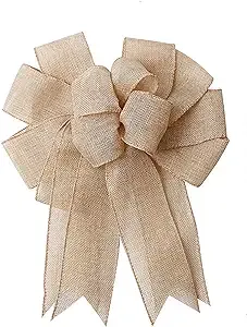 Large Rustic Jute Bows Holiday Ornaments Burlap Wreaths Bows Door Ornaments Window Hanging for Holiday Birthday Party Decoration