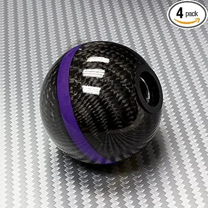 HK5 Universal Real Carbon Fiber Ball Manual Gear Shift Shifter Knob w/Purple Stripe