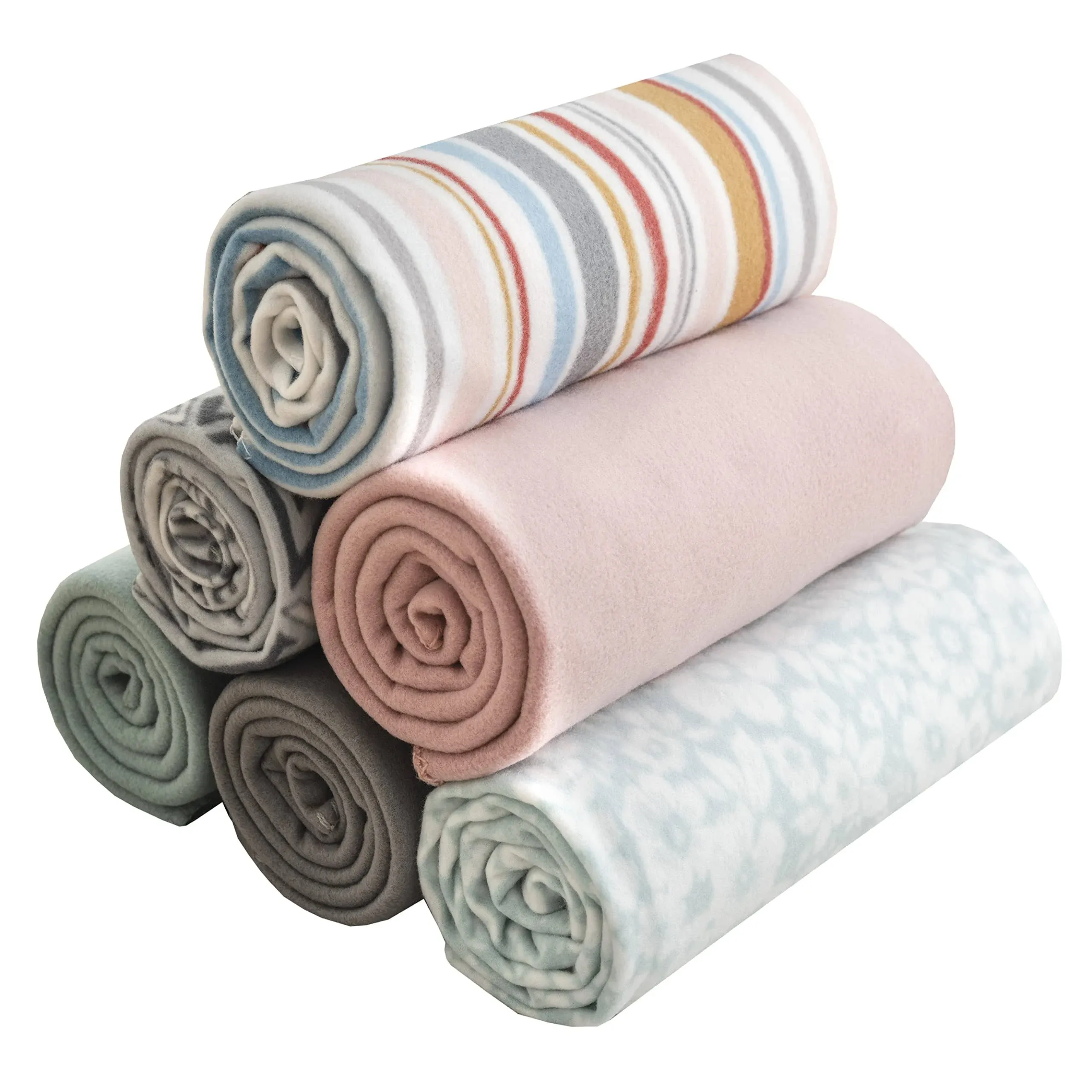 Fleece Throw Blanket Set Bulk for Travel Pack of 6-50x60 Inches Assorted #2