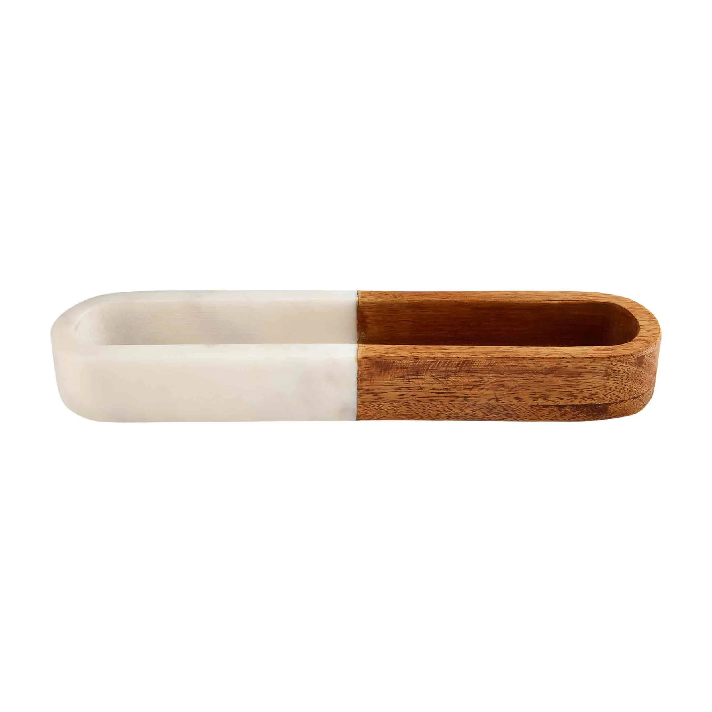 Mud Pie Wood Marble Cracker Dish Set, 1 1/2&#034; x 11 1/2&#034;