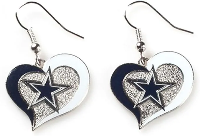 Aminco NFL Dallas Cowboys Swirl Heart Earrings