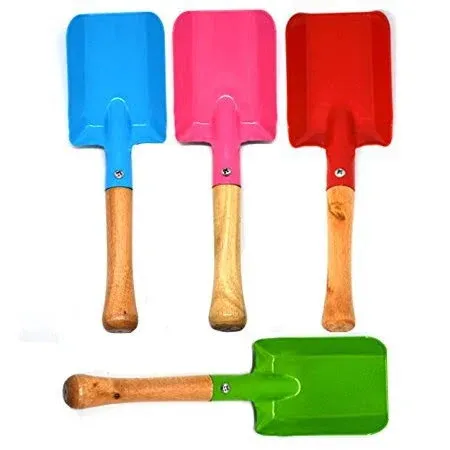 Annymall Garden Tools 4-Piece Shovel Set, Metal with Sturdy Wooden Handle Safe Gardening Tools Trowel Shovel for Women,Men,Teens (Multi, 8")