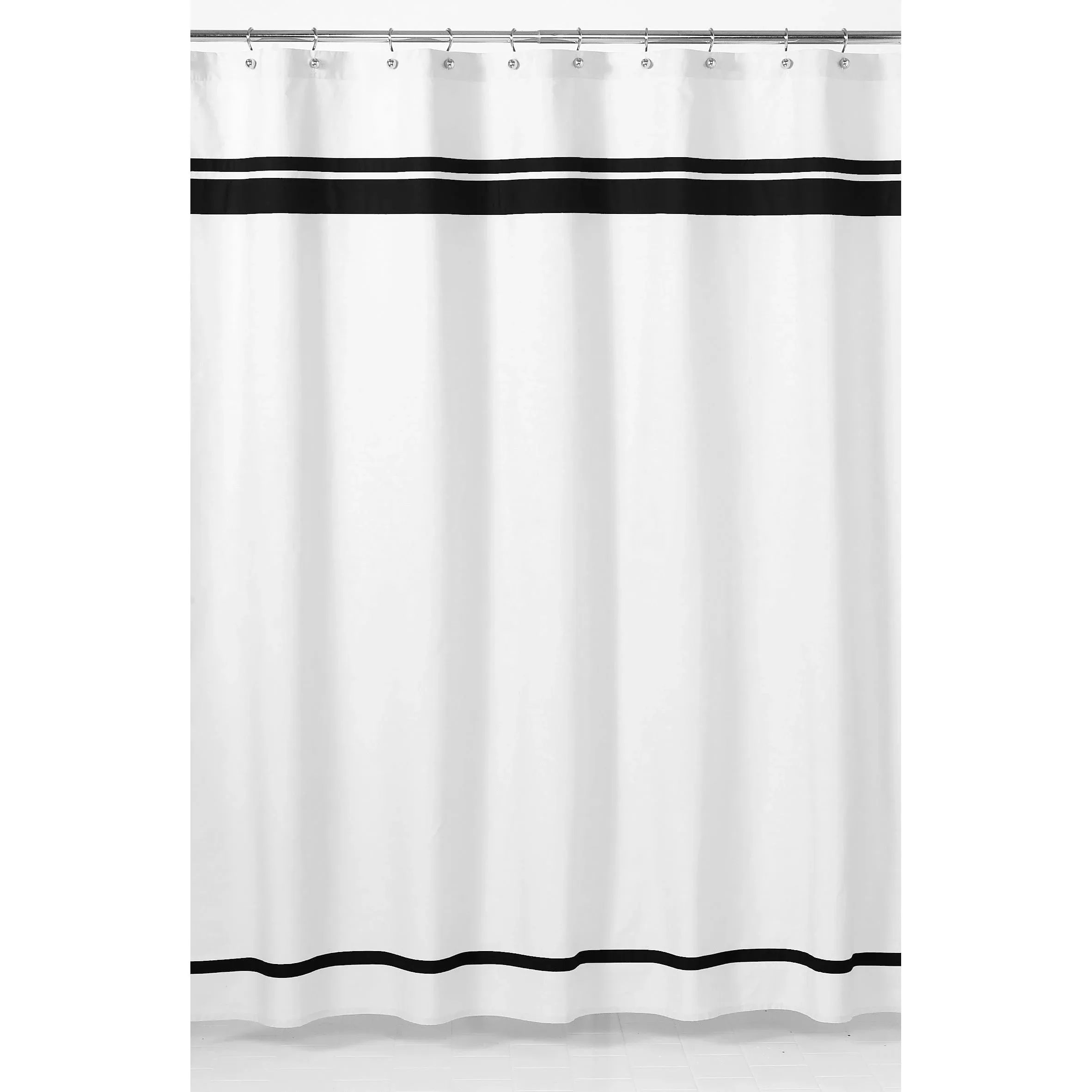 Sweet Jojo Designs Hotel Shower Curtain, White/Black, 72" L x 72" W