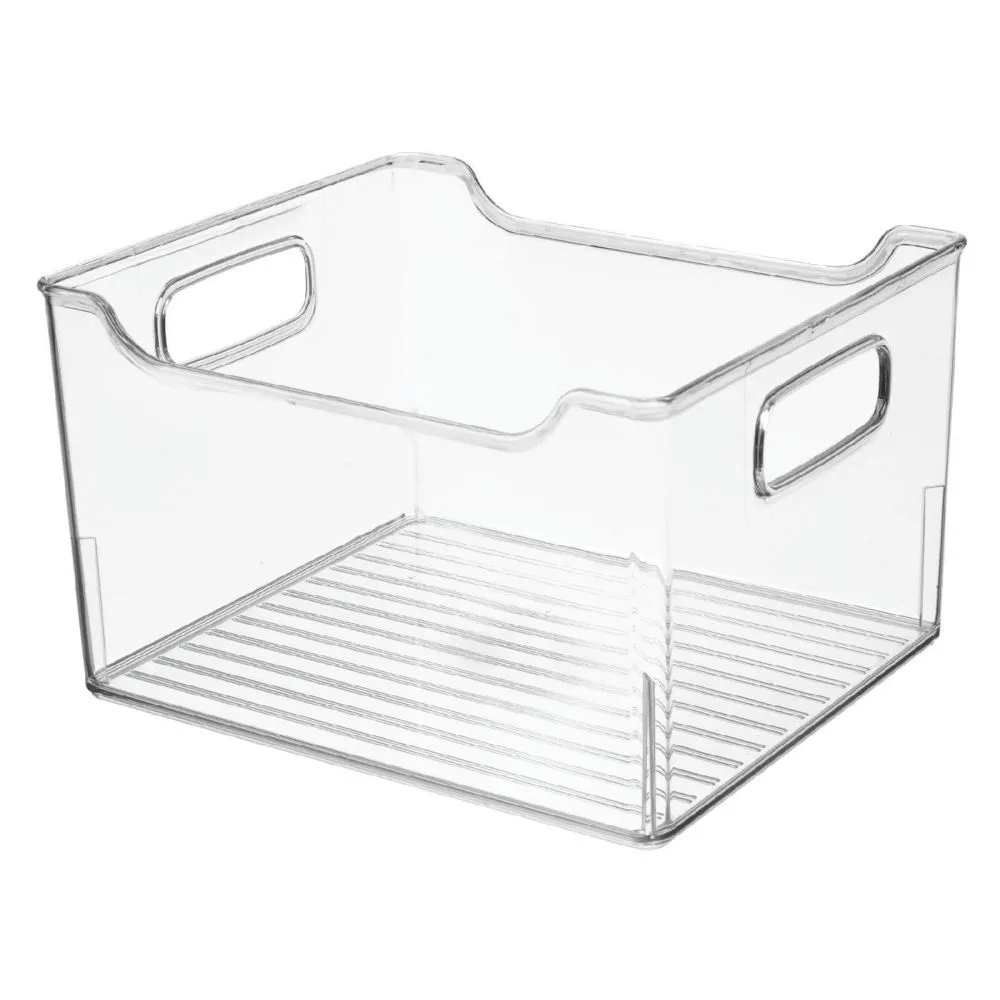 mDesign Plastic Kitchen Pantry or Cabinet Food Storage Bin with Handles - Clear