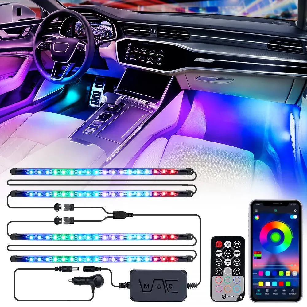 Xprite 4PC Celestial Dream Series RGB LED Interior Car Light Set - Bluetooth and Remote Control