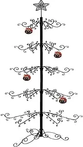 HOHIYA 84 inch Wrought Iron Christmas Tree Ornament Display Stand 174 Hooks Metal Chrisatmas