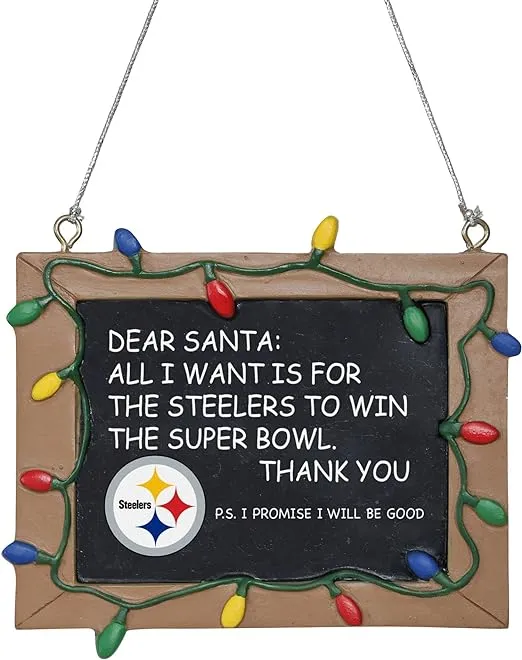 Pittsburgh Steelers NFL Resin Chalkboard Sign Ornament