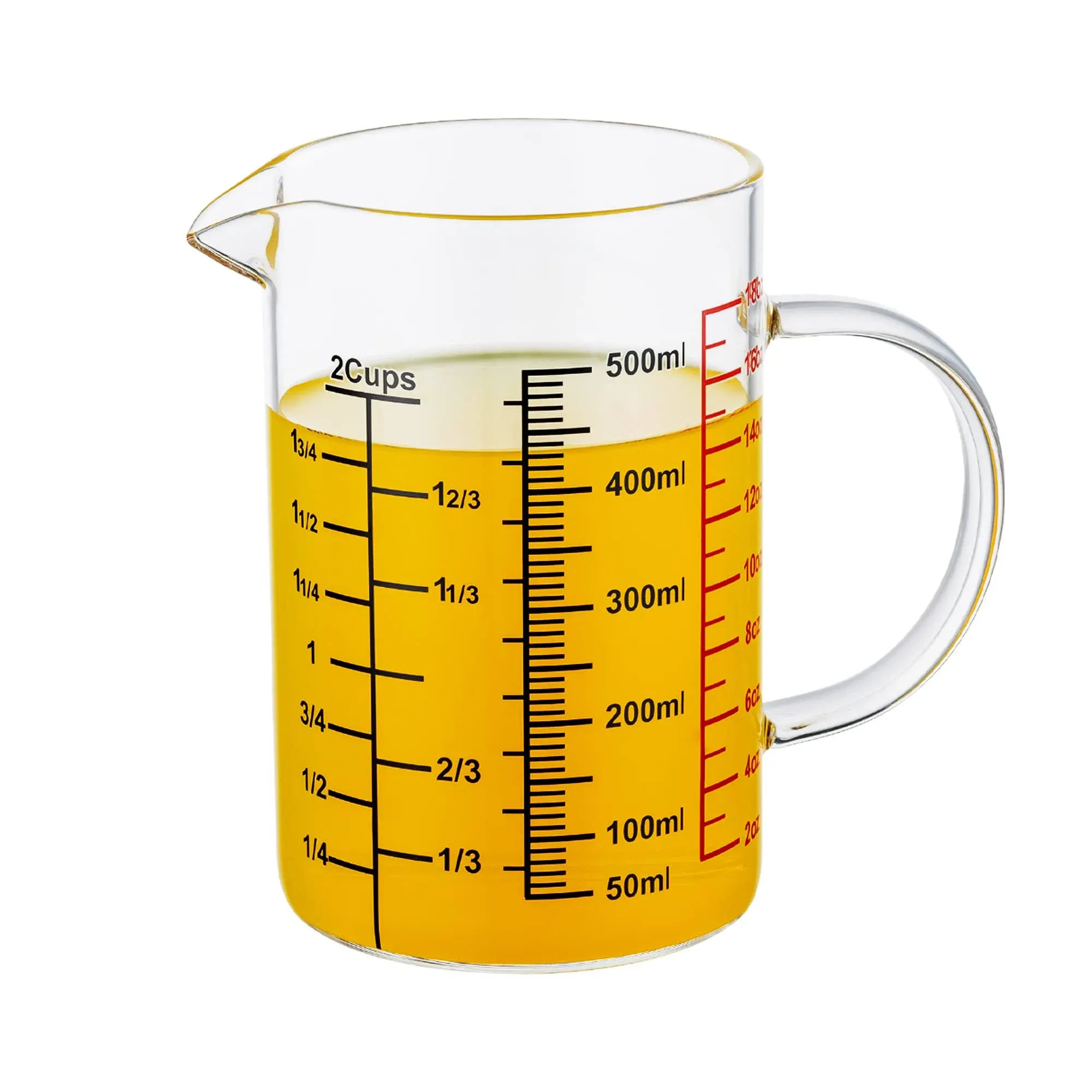 Ackers BORO3.3 Glass Measuring Cup-Insulated handle | V-Shaped Spout-Made of 2