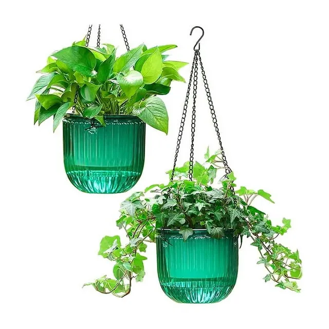 Watering Planters Indoor Hanging Flower Pots, 6.5 Inch Outdoor Hanging Plant Pot Basket ()