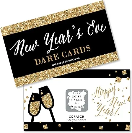 "New Year's Eve - Gold - New Years Eve Party Scratch Off Dare Cards - 22 cards per set"