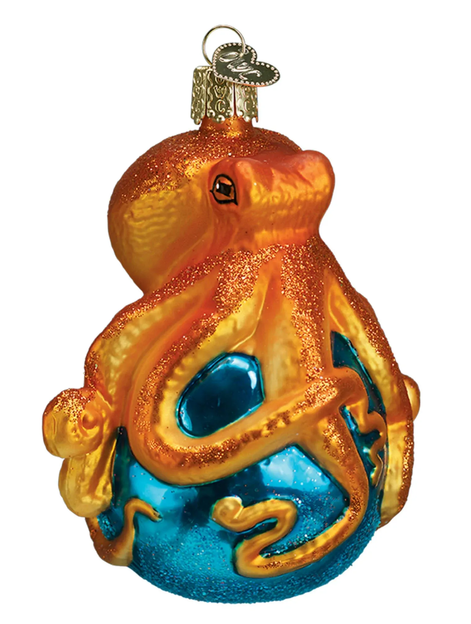 Old World Christmas Glass Blown Christmas Ornament, Octopus (With OWC Gift Box)