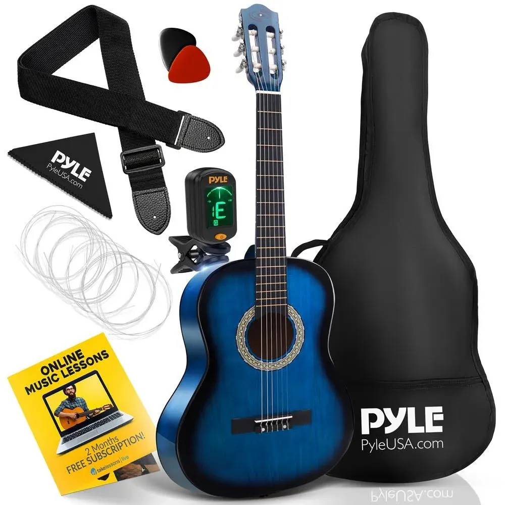 "36'' -Inch 6-String Classic Guitar - 3/4 Size Scale Guitar with Digital Tuner & Accessory Kit, (Blue"