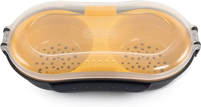 Dexas Duo Egg Cooker/Microwave Egg Poacher,Black/Yellow,GEC2-1235-432