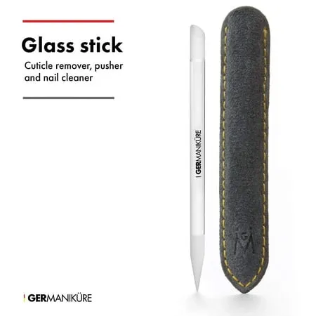 GERMANIKURE Glass Cuticle Stick - Ethically Made in Czech Republic - Cuticle Pusher & Remover, Callous & Dry Skin Fingertip File, Nail Shaper