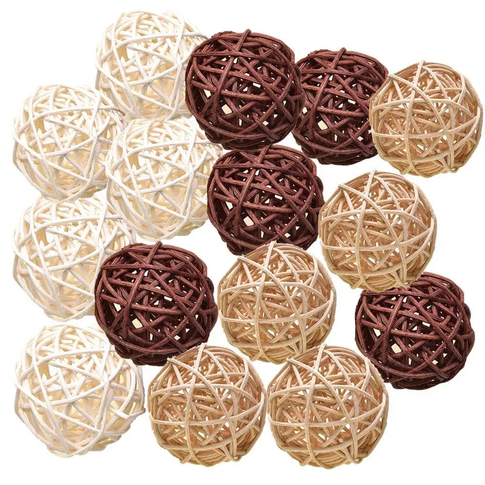 Pemalin Natural Decorative Wicker Rattan Balls- Vase Filler, House Ornament, Christmas Tree Garden Wedding Party Coffee Table Decoration,Craft DIY,