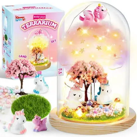 JOYIN 2-Layer Unicorn Night Light - Birthday Crafts Gifts for Girls Kids, Unicorns Terrarium Kit for Kids, 2-in-1 Unicorn Toys Present