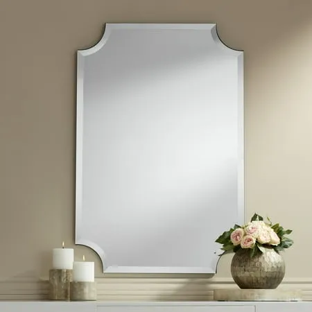 Brix Rectangular Vanity Wall Mirror Modern Beveled Cut Corner Frameless 24&#034; Wide