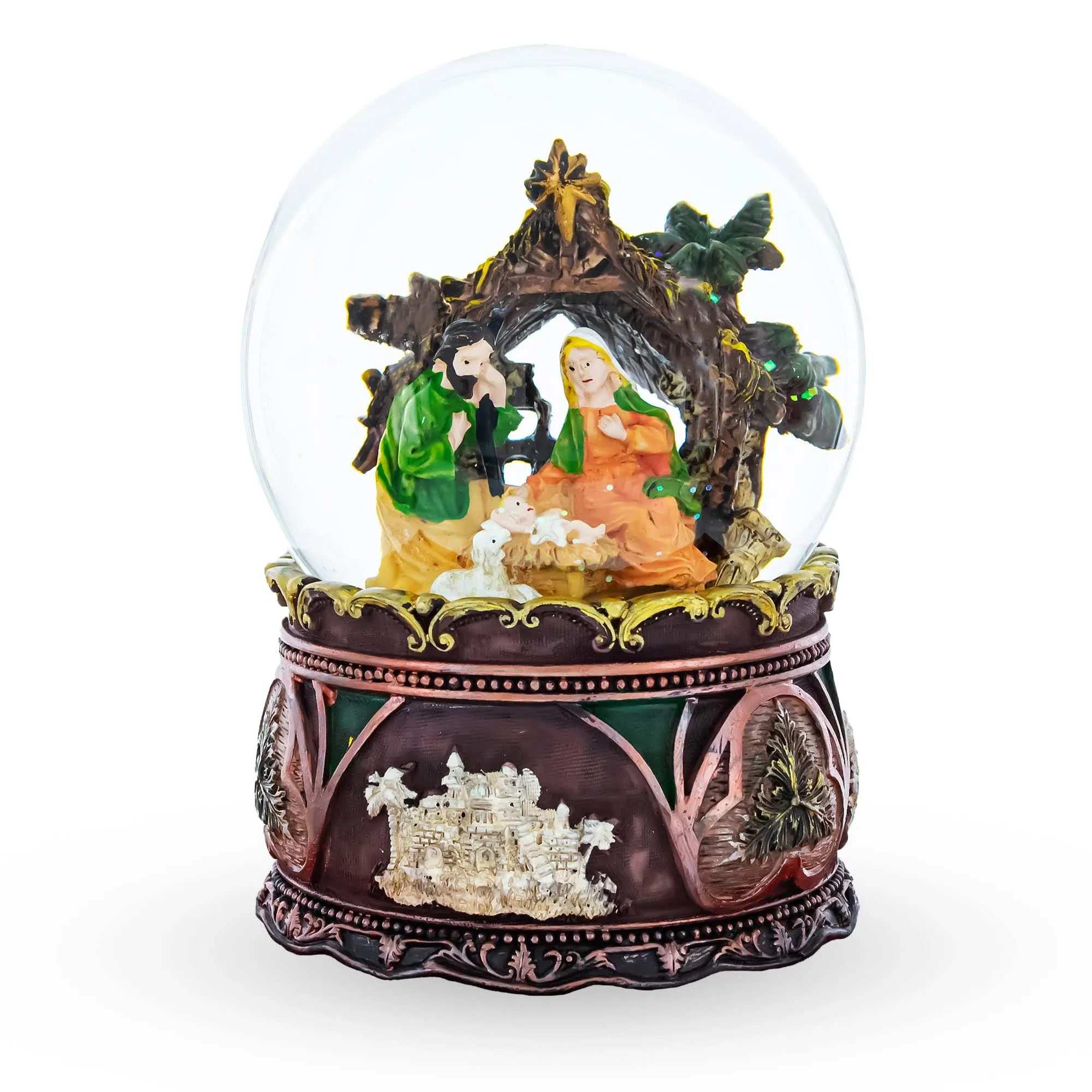 NATIVITY SCENE  WATER  GLOBE/MUSIC BOX  PLAYS SILENT NIGHT