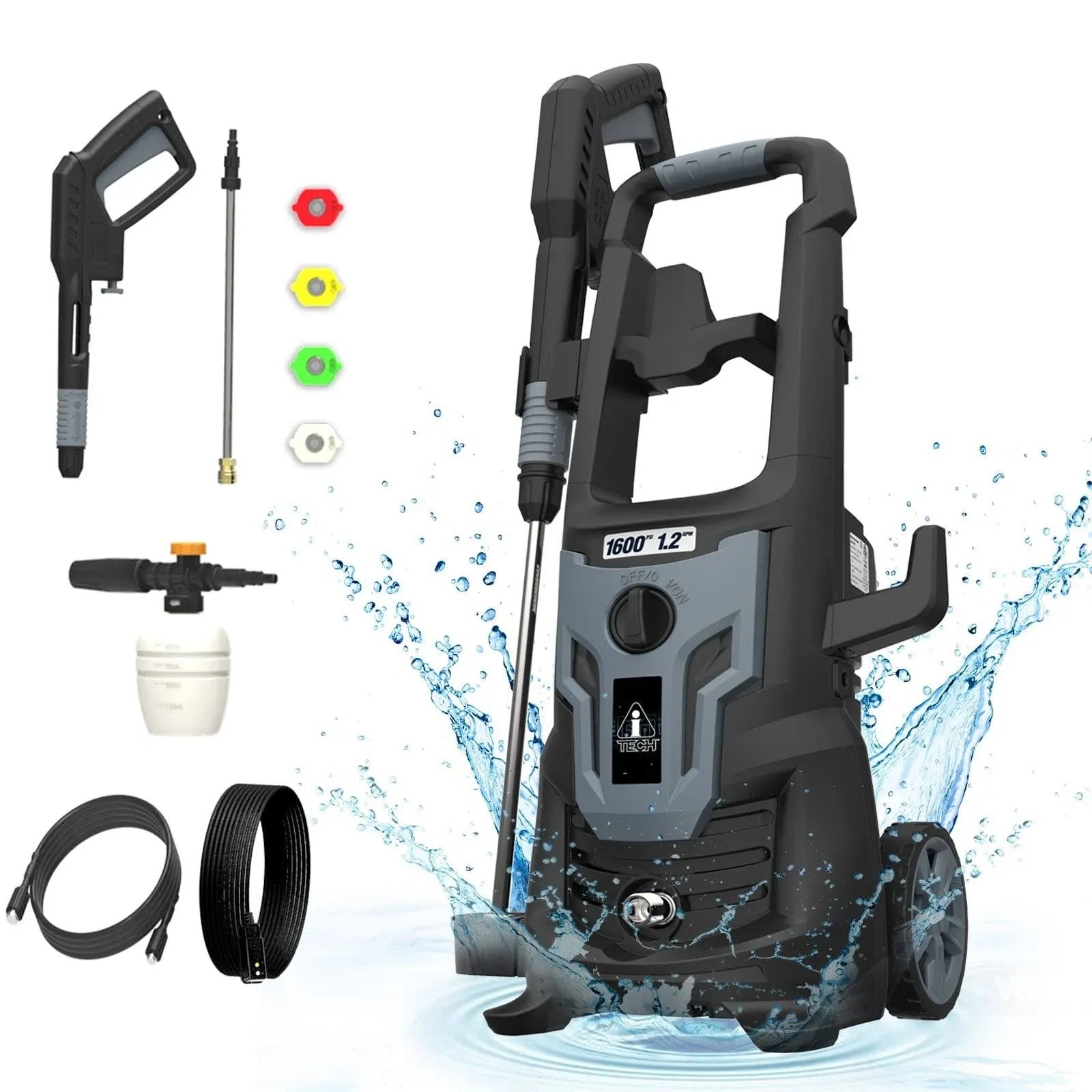 Electric Pressure Washer 2000 Psi High Power Washer 1.2 Gpm With Detergent Tank 