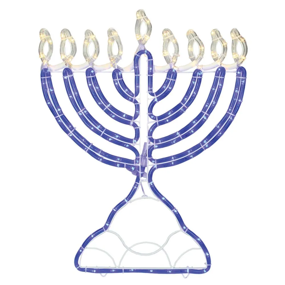 Northlight 150 Clear and Blue LED Hanukkah Menorah Rope Lights - 1.4 ft White Wire