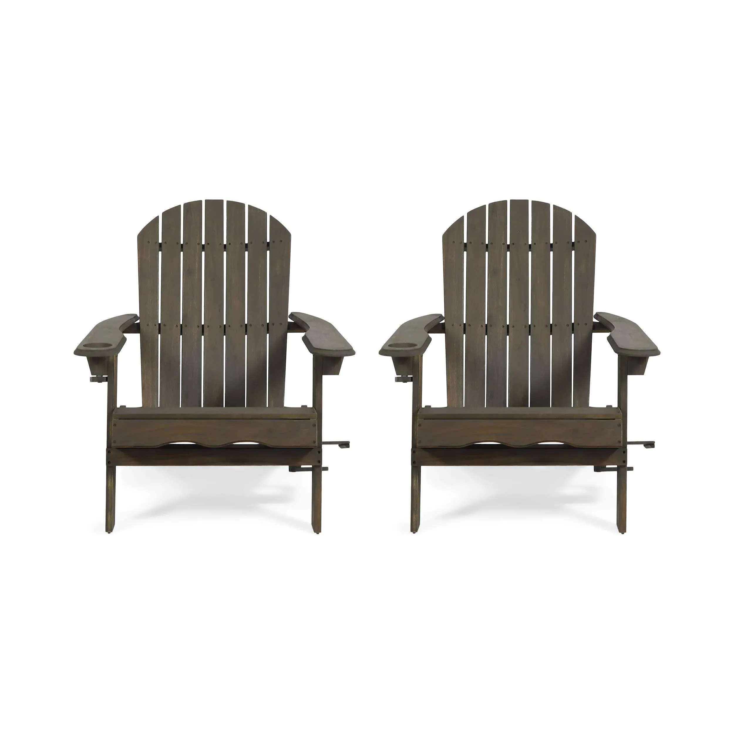 Christopher Knight Home Fitzgerald Outdoor Acacia Wood Folding Adirondack Chairs (Set of 2), Gray