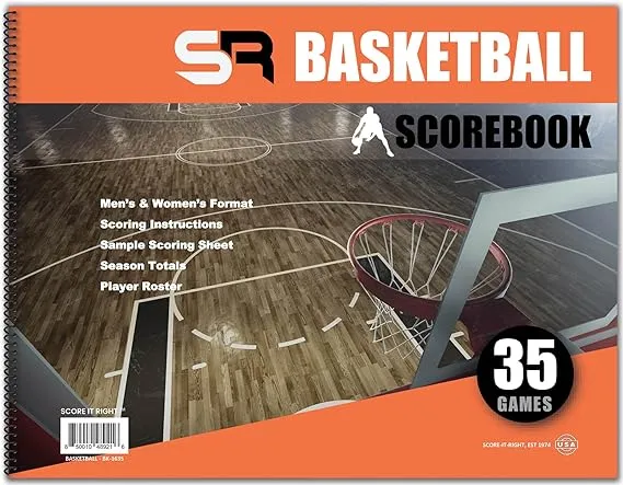 Basketball Scorebook – 16-Player Men’s and Women’s Basketball Score Keeping Book – Basketball Game Score Book for Individual and Team Stats – 9.25 x 12-inch Hardcover Book