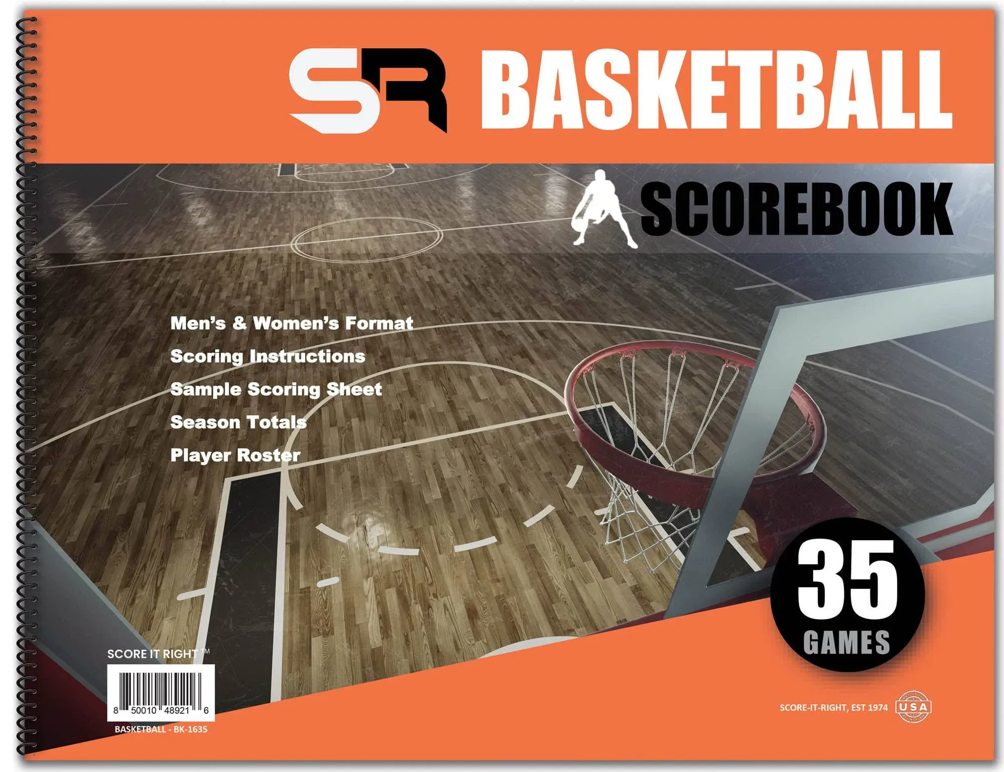 Basketball Scorebook – 16-Player Men’s and Women’s Basketball Score Keeping Book – Basketball Game Score Book for Individual and Team Stats – 9.25 x 12-inch Hardcover Book