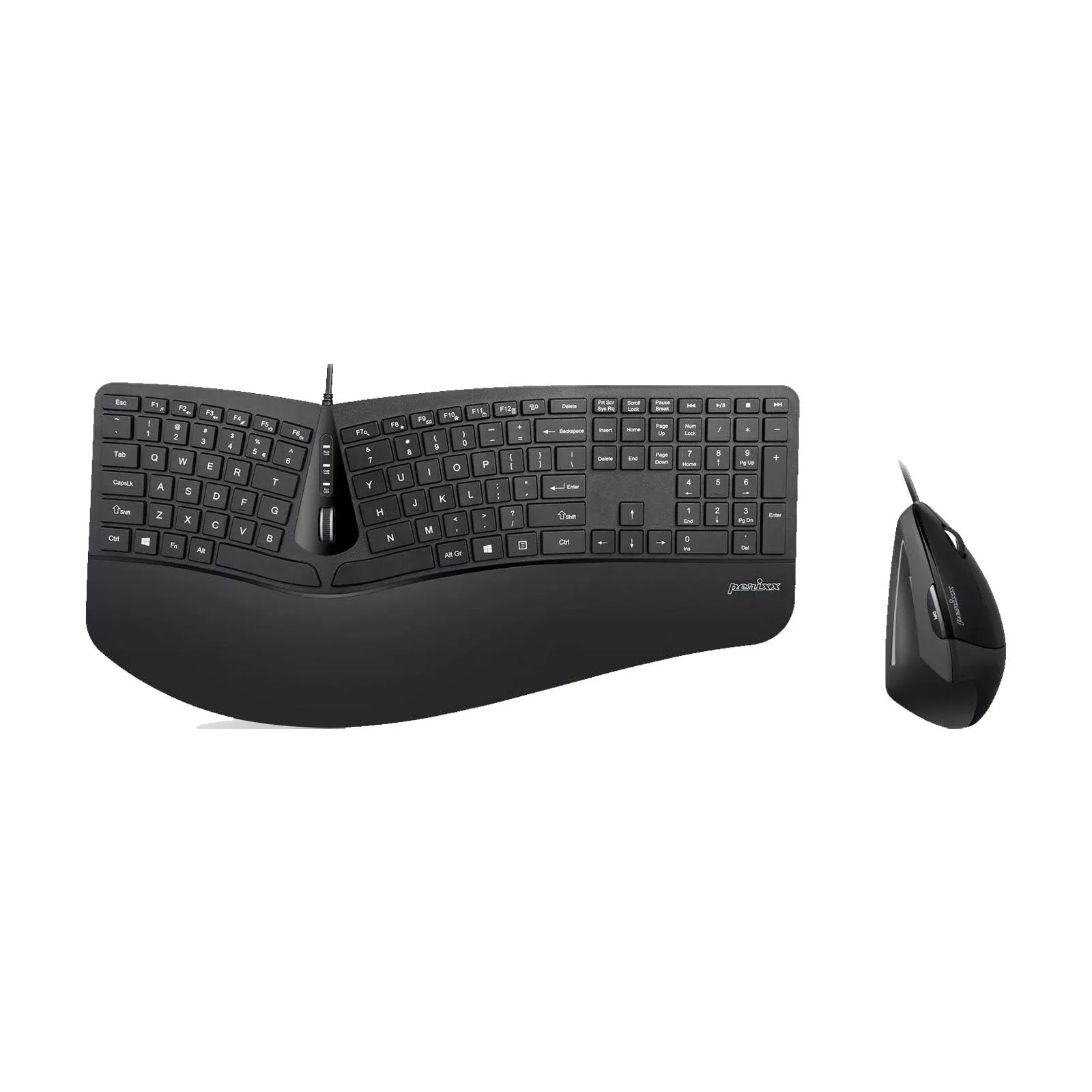 Perixx Periduo-505 Wired Ergonomic Palm Rest Keyboard and Vertical Mouse Set Kit