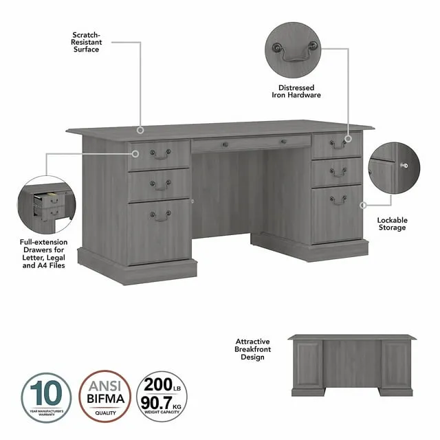 Bush Furniture Saratoga Executive Desk with File Cabinet and Bookcase Set