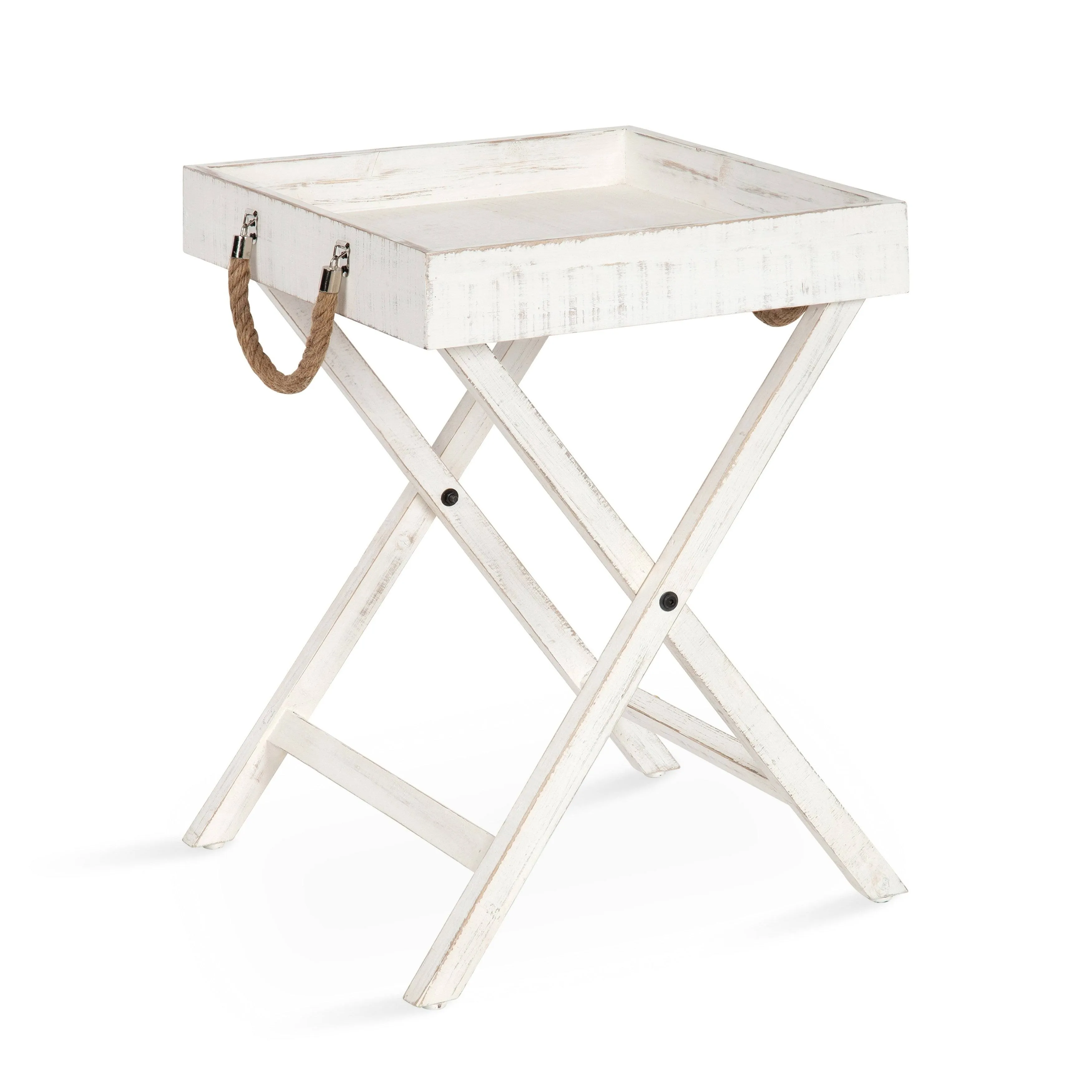 Kate and Laurel Bayville Tray Table in White