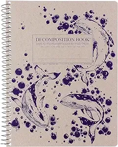 Decomposition Humpback Whales College Ruled Spiral Notebook - 9.75 x 7.5 Journal with 160 Lined Pages - 100% Recycled Paper - Notebooks for School Supplies, Home & Office - Made in USA