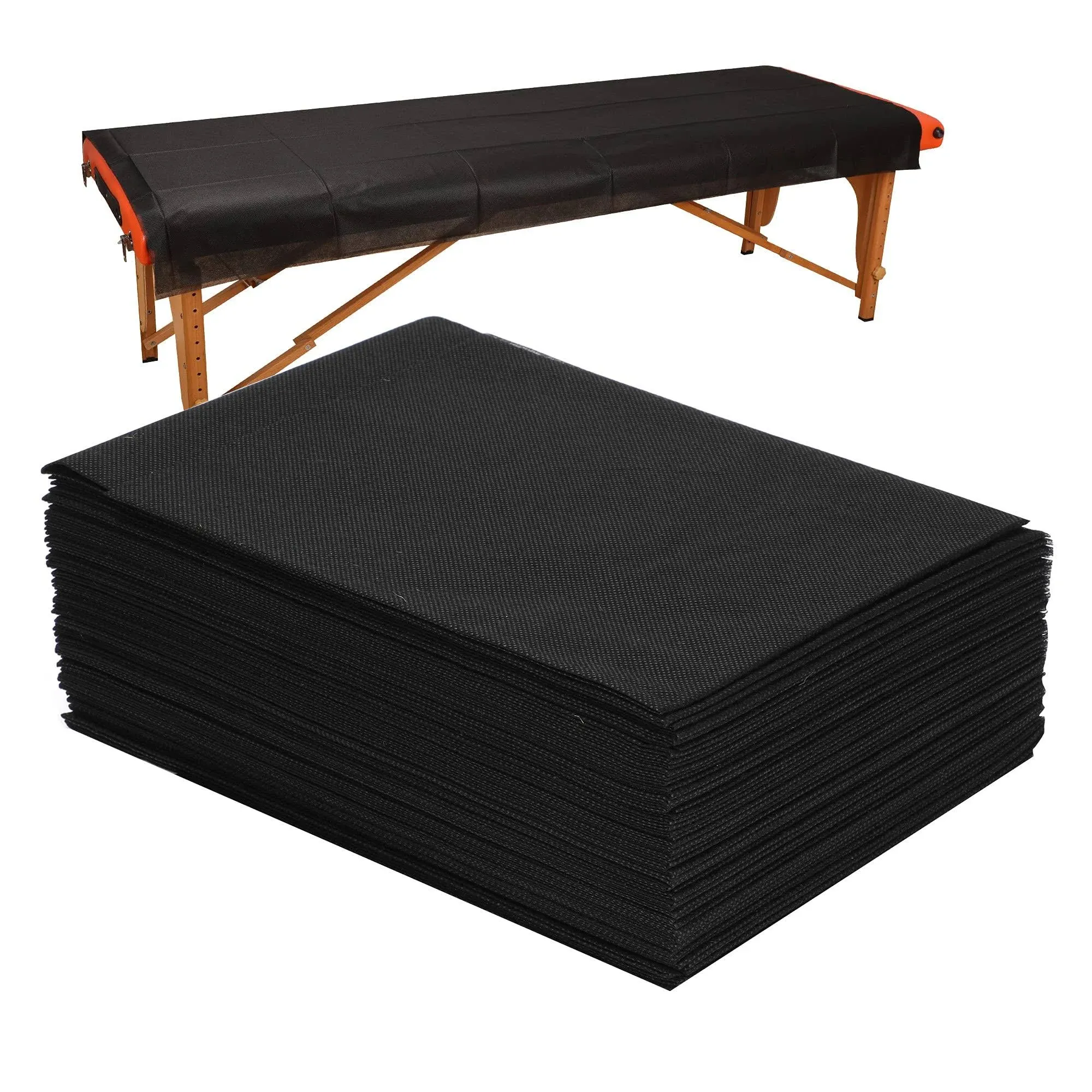 20 PCS Thick Massage Table Sheets Sets Disposable SPA Bed Sheets Non Woven Fabric Lash Bed Cover 31" X 70" Black