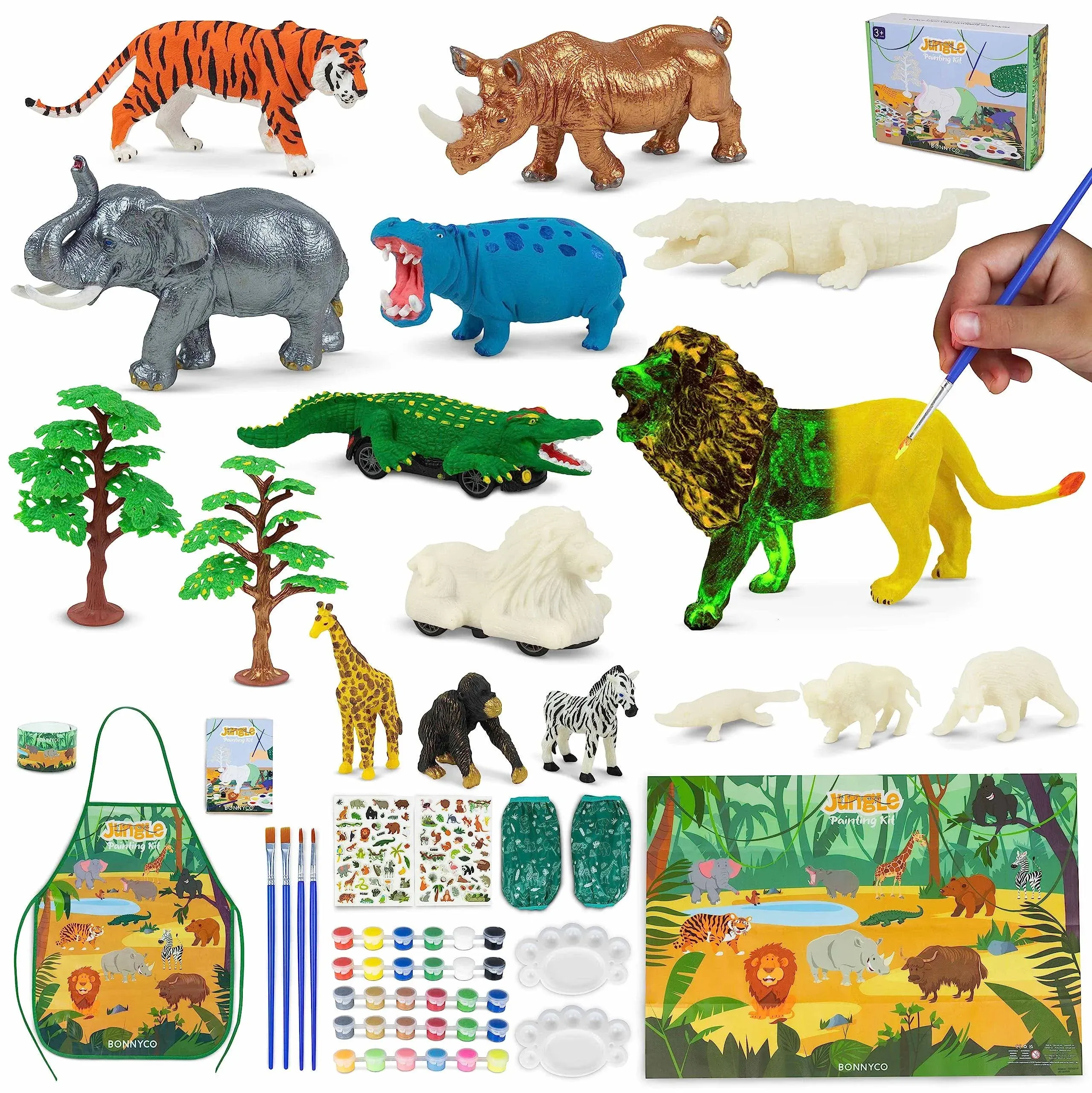 BONNYCO Animal Toys for Kids Painting Kit with 16 Animal Figurines Kids Crafts ...