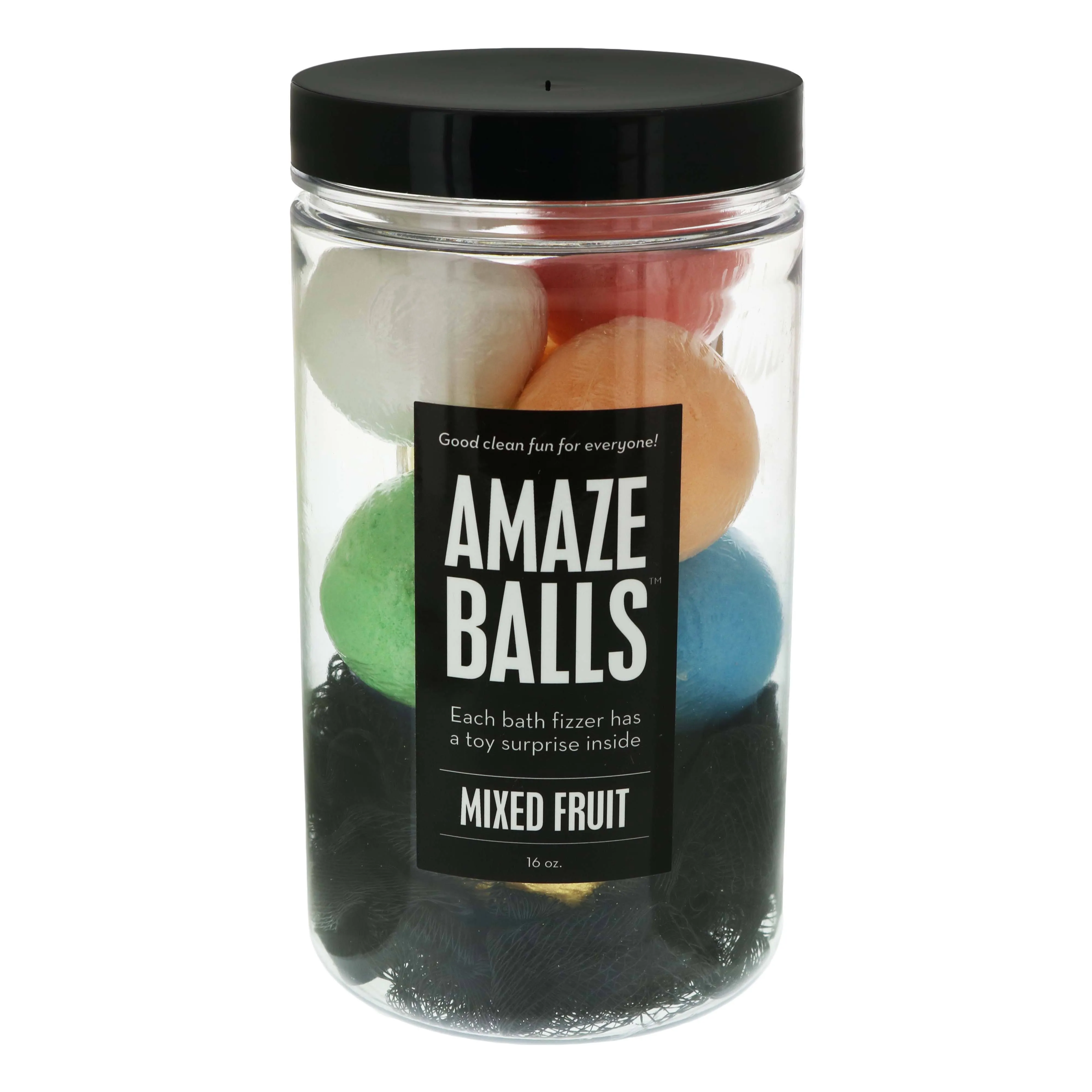 DA BOMB Amazeballs Bath Bombs jar, 16oz, 8 minis with loofah