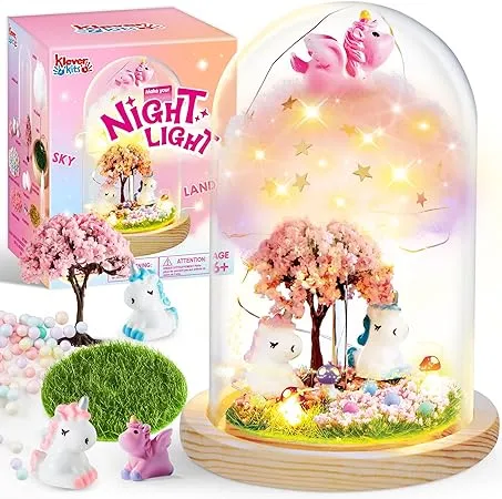 Joyin 2-Layer Unicorn Night Light - Birthday Crafts Gifts for Girls Kids, Unicorns Terrarium Kit for Kids, 2-in-1 Unicorn Toys Present